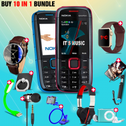 10 in 1 Bundle Offer , Nokia 5130 Mobile Phone ,Portable USB LED Lamp, Wired Earphones, Ring Holder, Headphone, Mobile Holder, Macra Watch, Yazol Watch, Selfie Stick, Mp3 Player